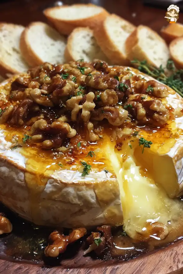 Preparation of Baked Brie with Honey and Walnuts