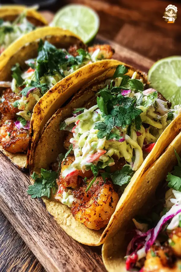 Preparation of Shrimp Tacos with Creamy Slaw Recipe
