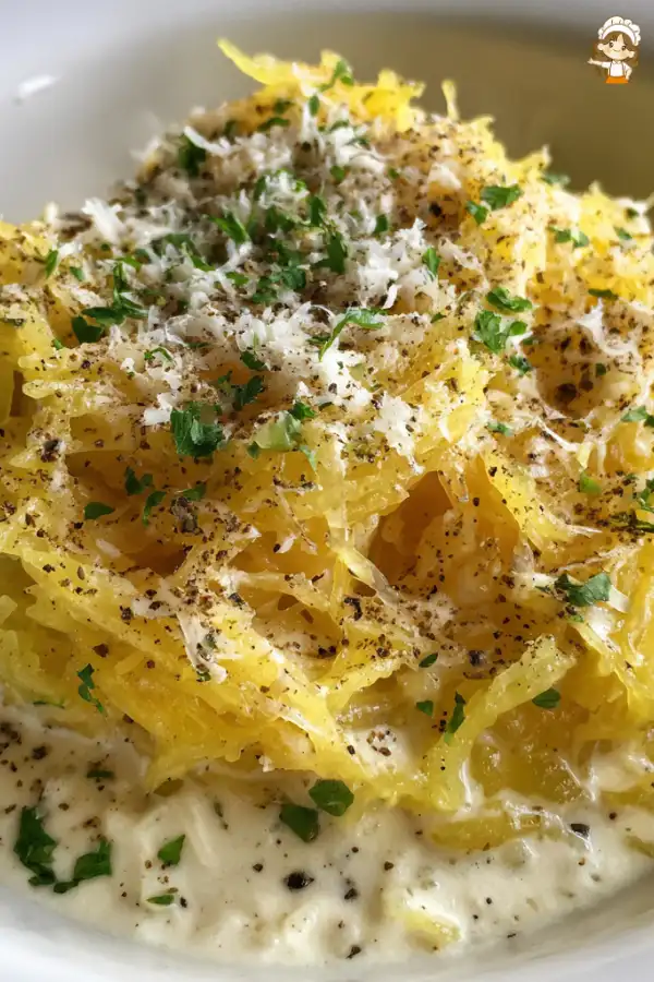 Preparation of Spaghetti Squash Alfredo Recipe