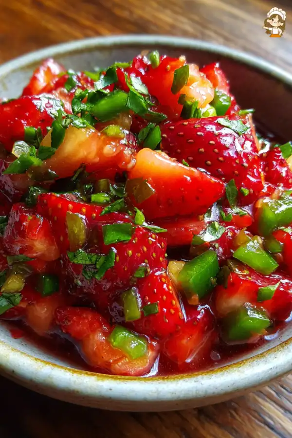 Preparation of Strawberry Salsa with Jalapeño and Lime