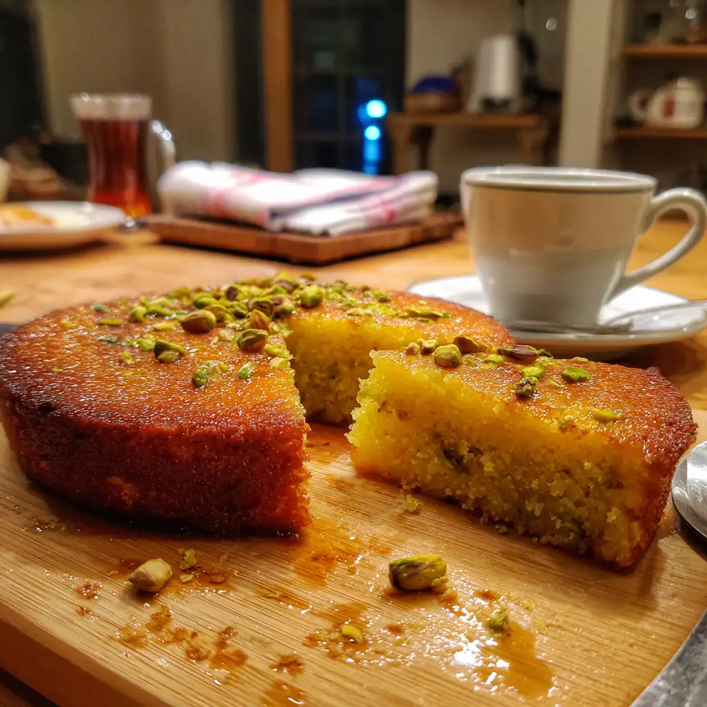Cardamom Pistachio Semolina Cake