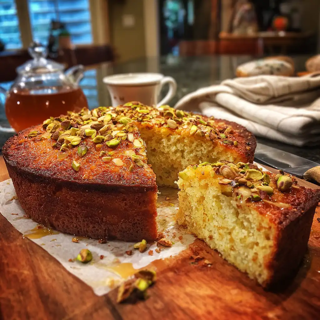 Citrus Pistachio Almond Drizzle Cake