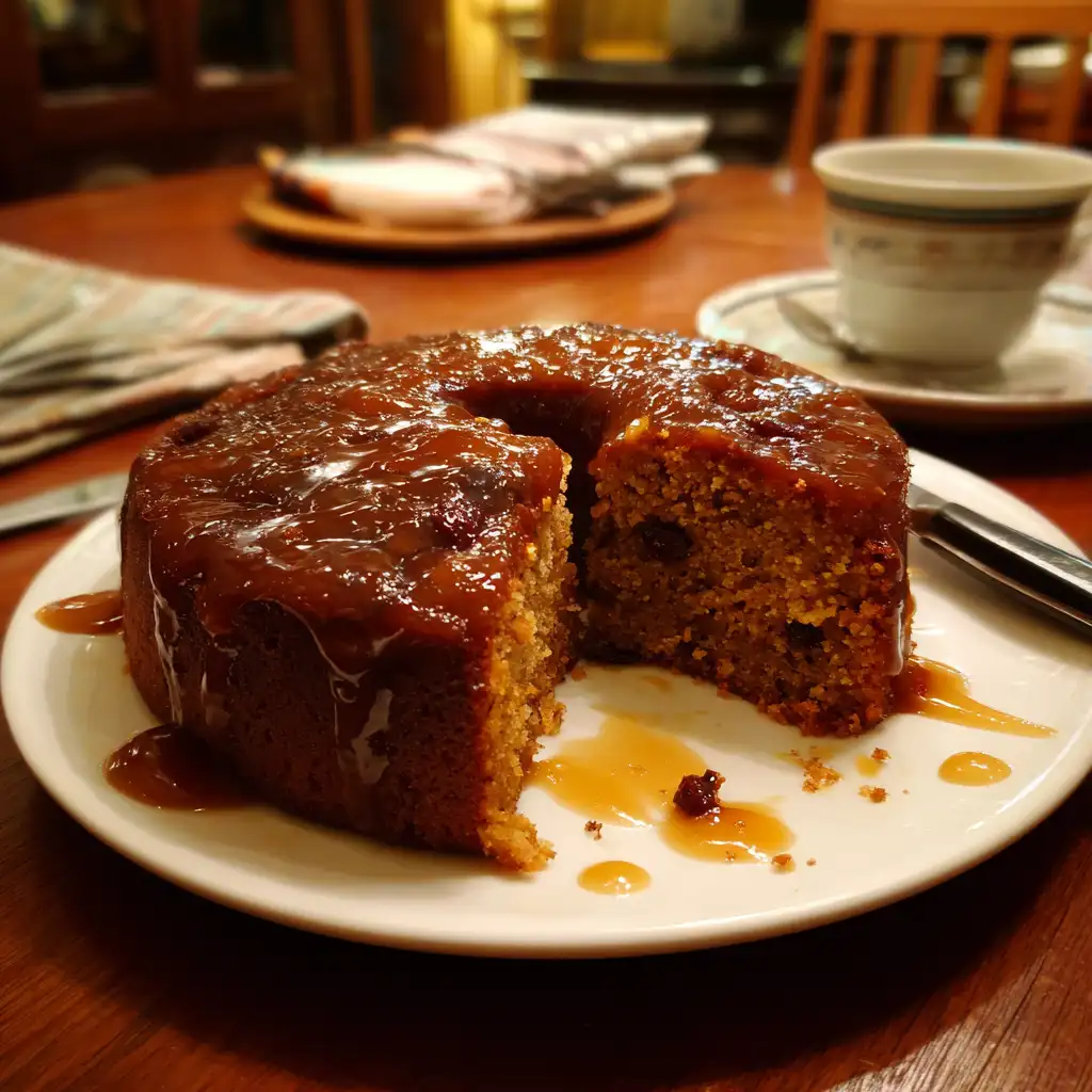 Gingerbread Date Cake with Caramel Glaze