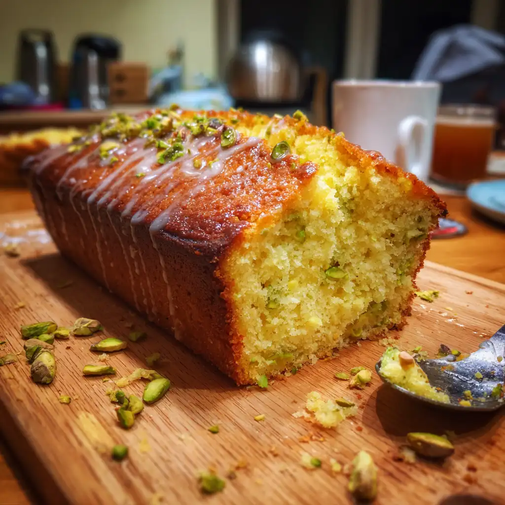 Lemon Pistachio Drizzle Cake