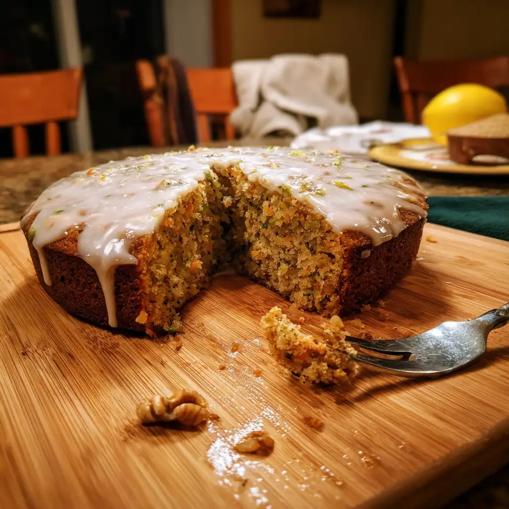 Moist Zucchini Carrot Cake with Lemon Glaze