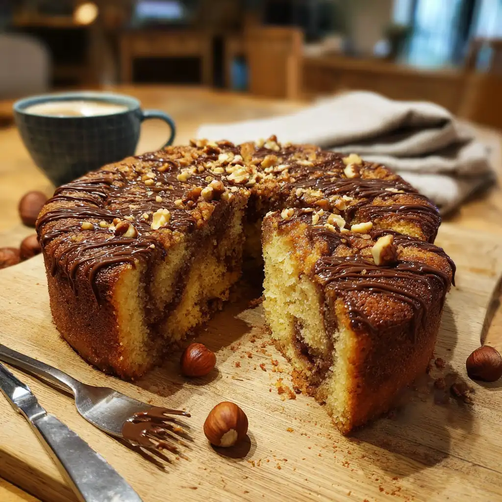 Nutella Swirl Cake with Hazelnut Drizzle