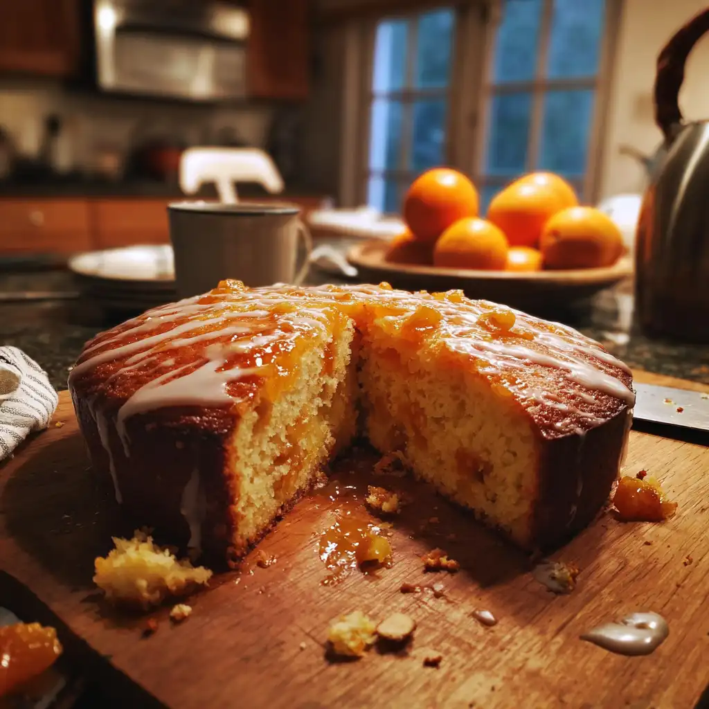 Orange Apricot Cake with Almond Glaze