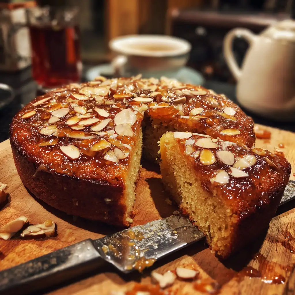 Orange Blossom Date Cake with Toasted Almonds