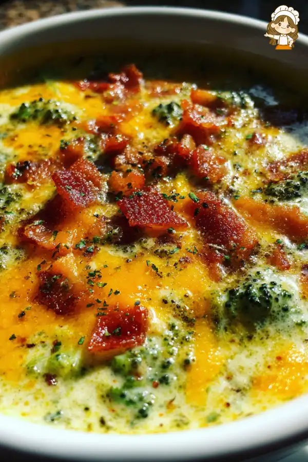 Preparation of Loaded Broccoli Cheese Bacon Soup Recipe