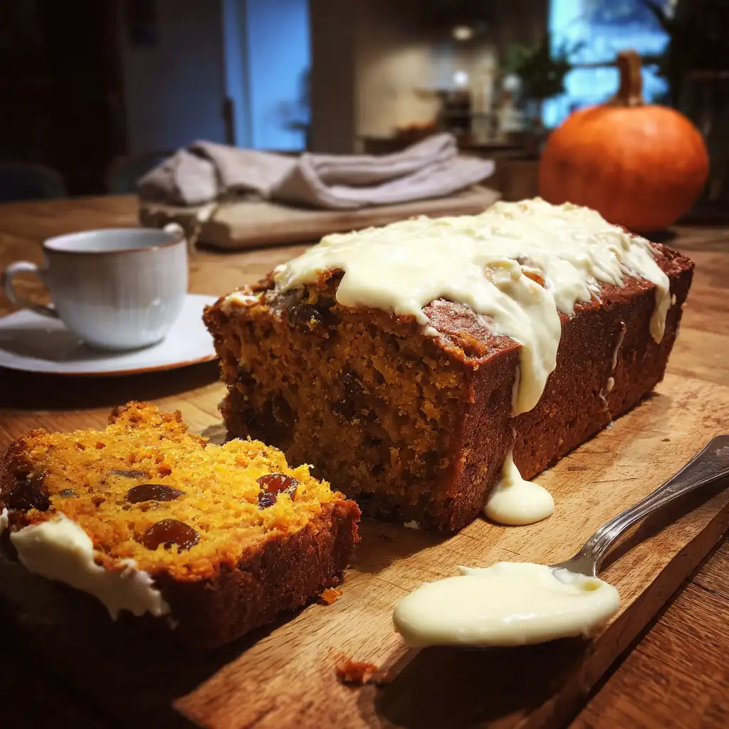 Spiced Butternut Squash Date Loaf with Maple Cream