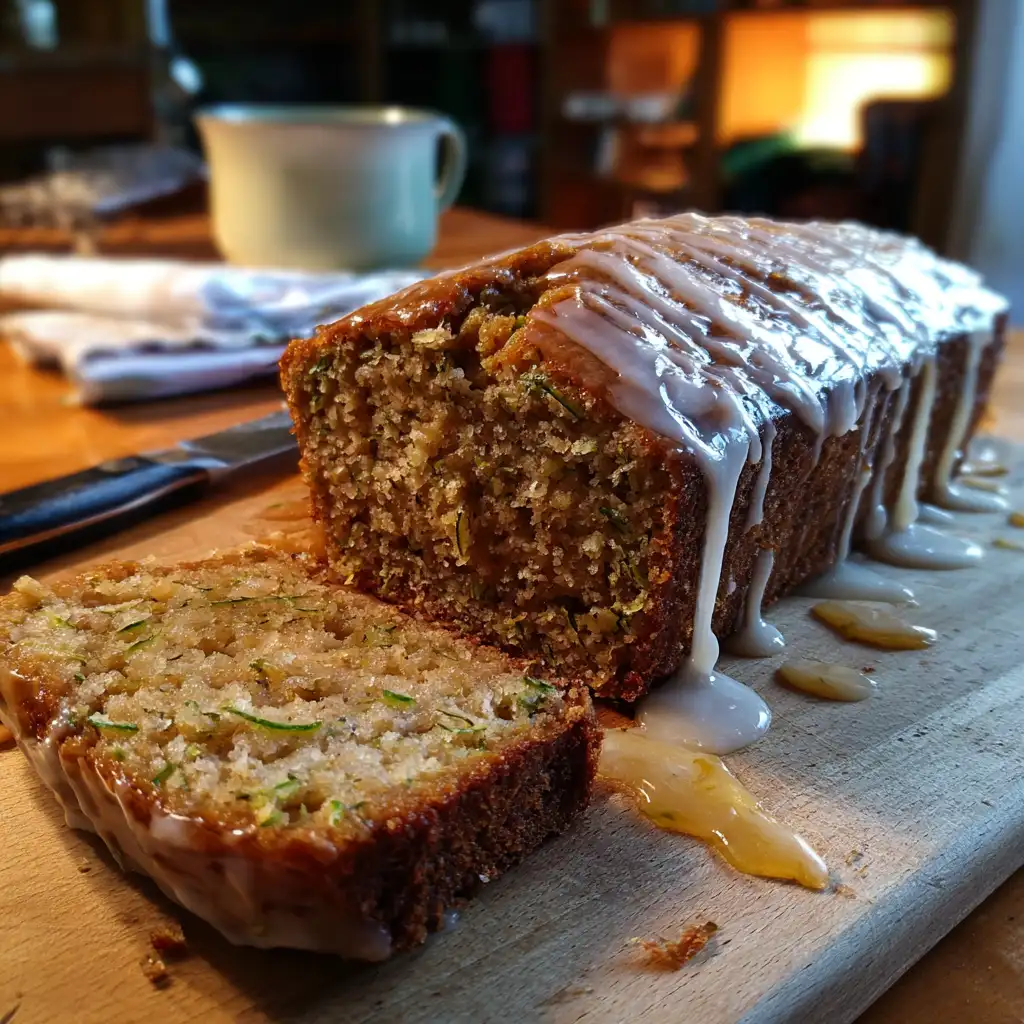 Spiced Zucchini and Date Cake with Lemon Glaze