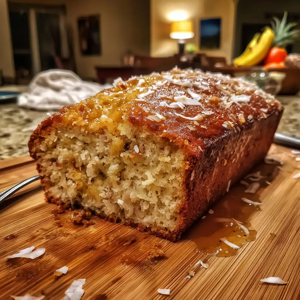 Sticky Banana Coconut Cake Recipe with Pineapple Syrup