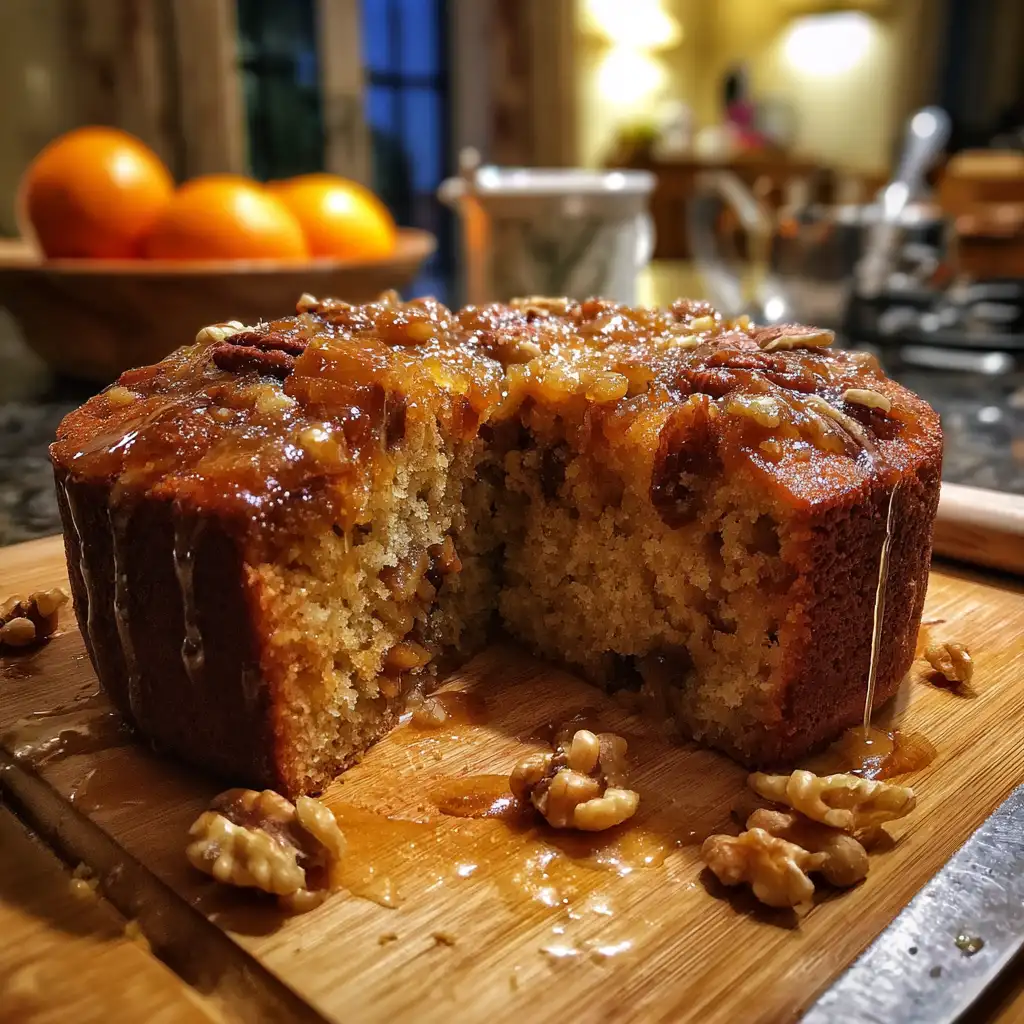 Sticky Fig Apricot Walnut Cake Recipe