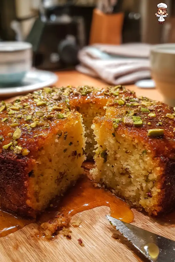 Sticky Orange Pistachio Cake with Rose Syrup
