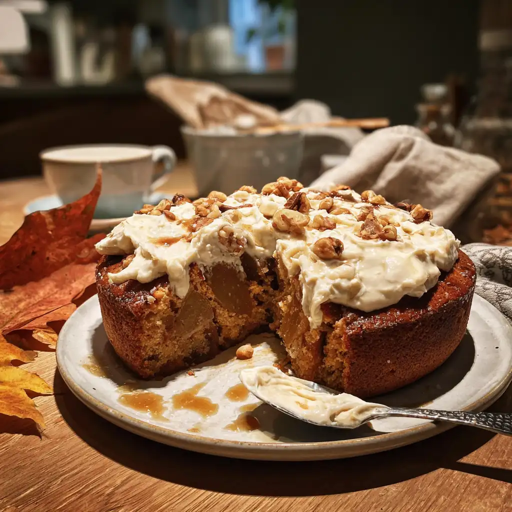 Sticky Pear and Ginger Cake with Cinnamon Cream
