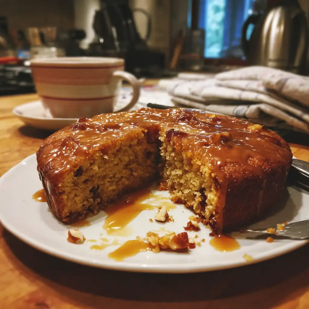 Sticky Plum and Hazelnut Cake with Spiced Glaze
