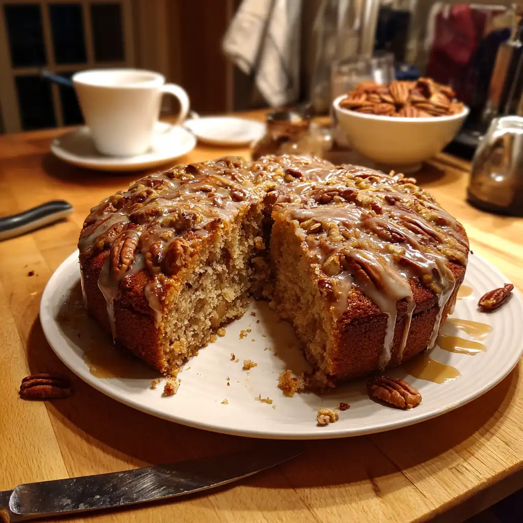 Apple Pecan Spice Cake Recipe with Maple Drizzle