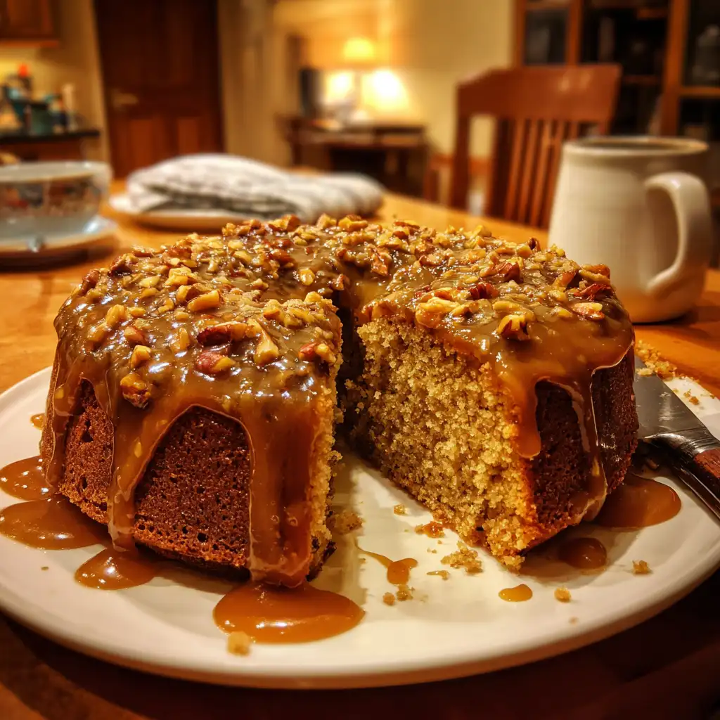 Caramel Date Cake with Walnut Glaze Recipe