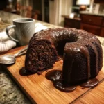 Dark Chocolate Pecan Cake with Espresso Glaze Recipe