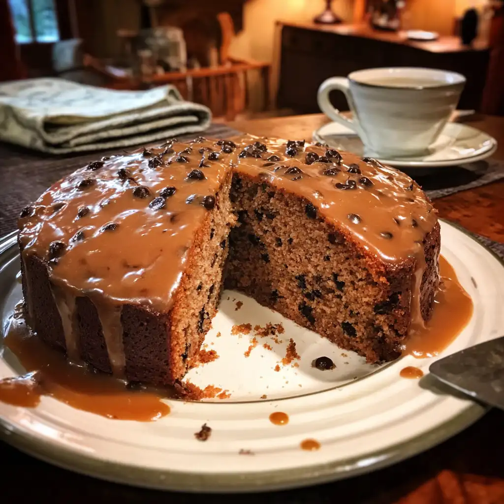 Mocha Chocolate Chip Cake with Cinnamon Glaze