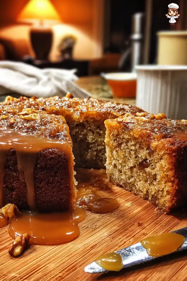 Moist Date Walnut Cake with Toffee Sauce