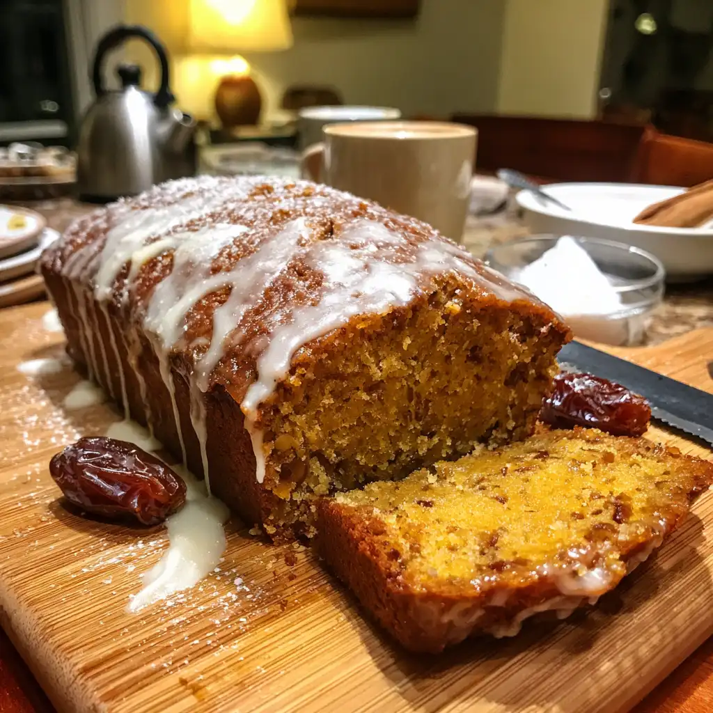 Pumpkin Date Cake with Vanilla Drizzle Recipe