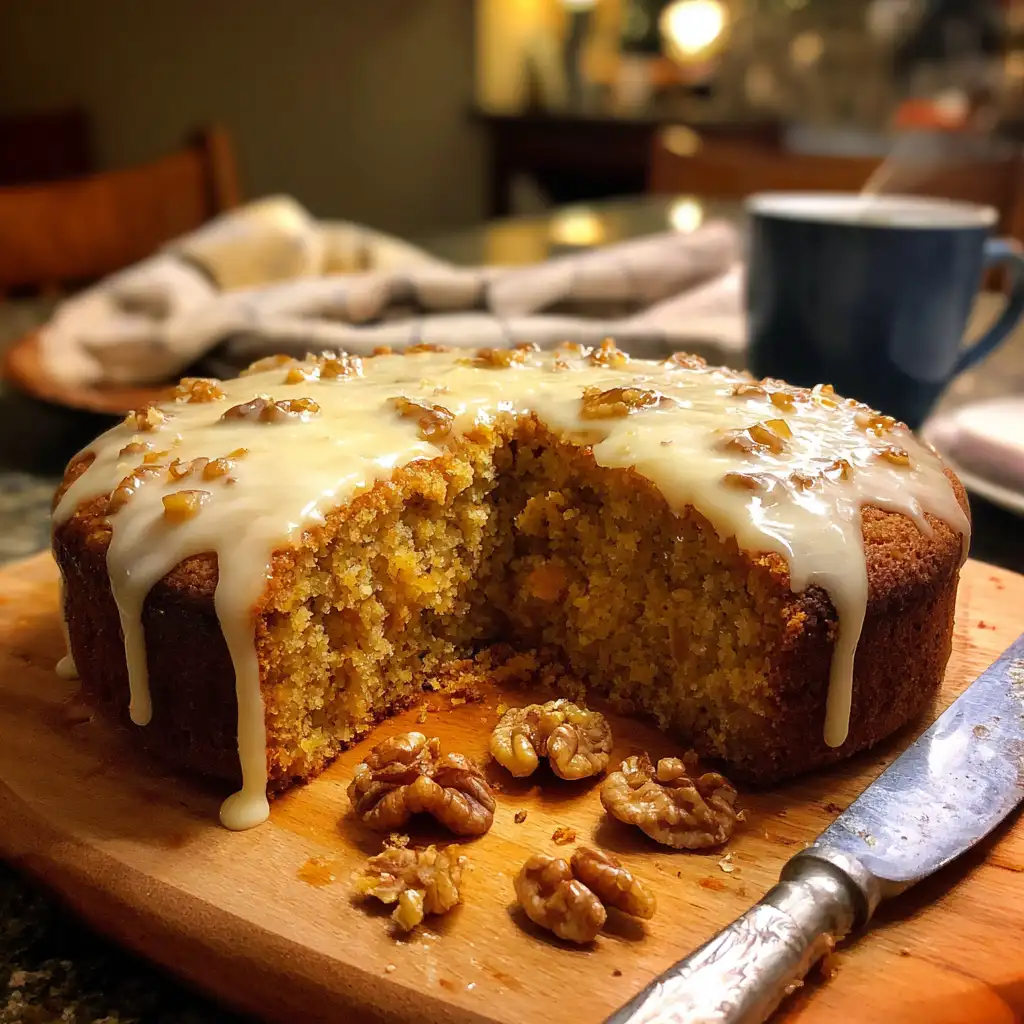 Spiced Carrot Cake with Molasses Drizzle