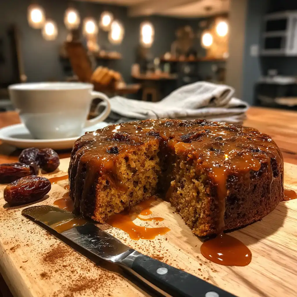 Sticky Ginger Date Cake Recipe with Caramel Sauce